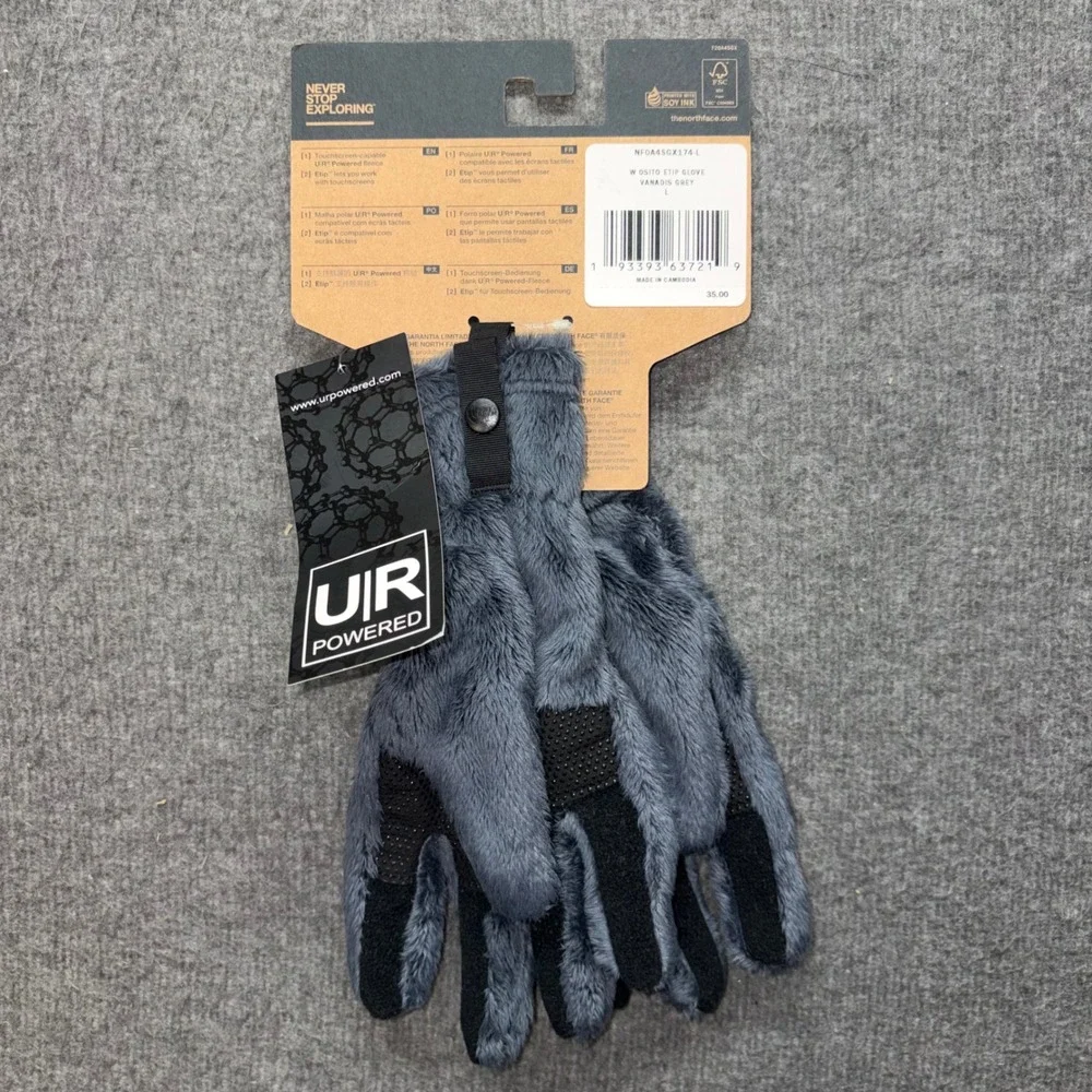 The North Face Womens Osito Etip Glove Vanadis Grey Fleece Touchscreen Large